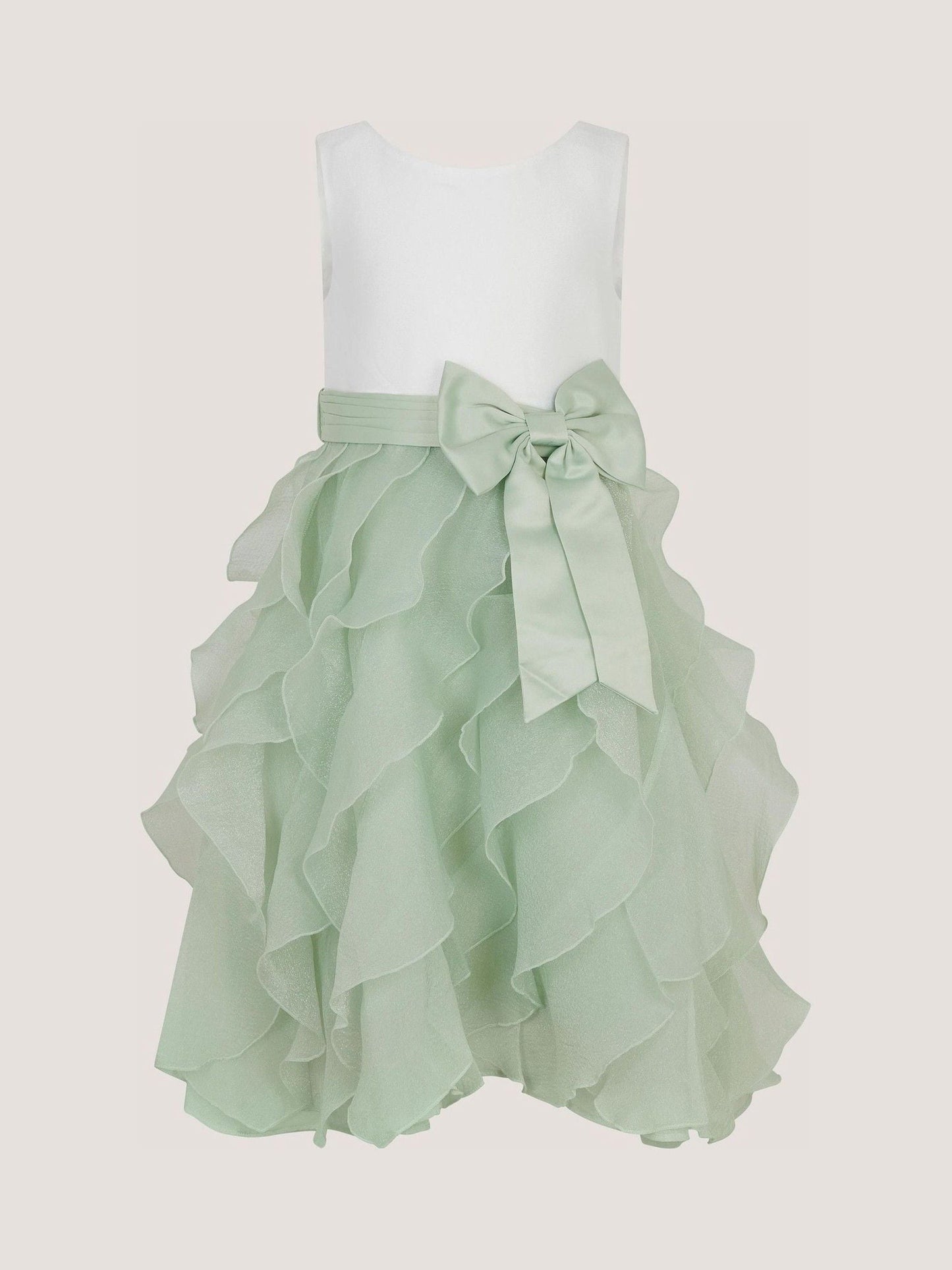 Dsiney Kidz - Monsoon Sage Green Cancan Sleeveless Bow Ruffle Dress image 2