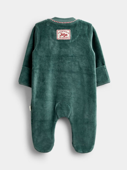 JoJo Maman Bébé Green Santa Embroidered All-In-One - image 2