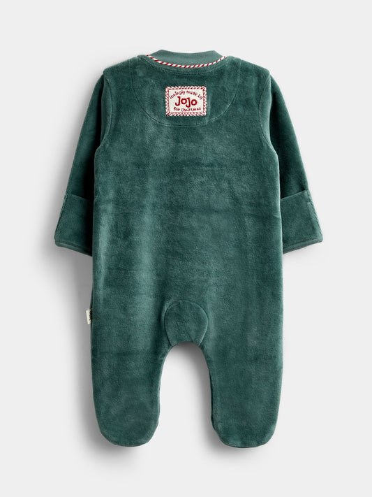 JoJo Maman Bébé Green Santa Embroidered All-In-One - image 2