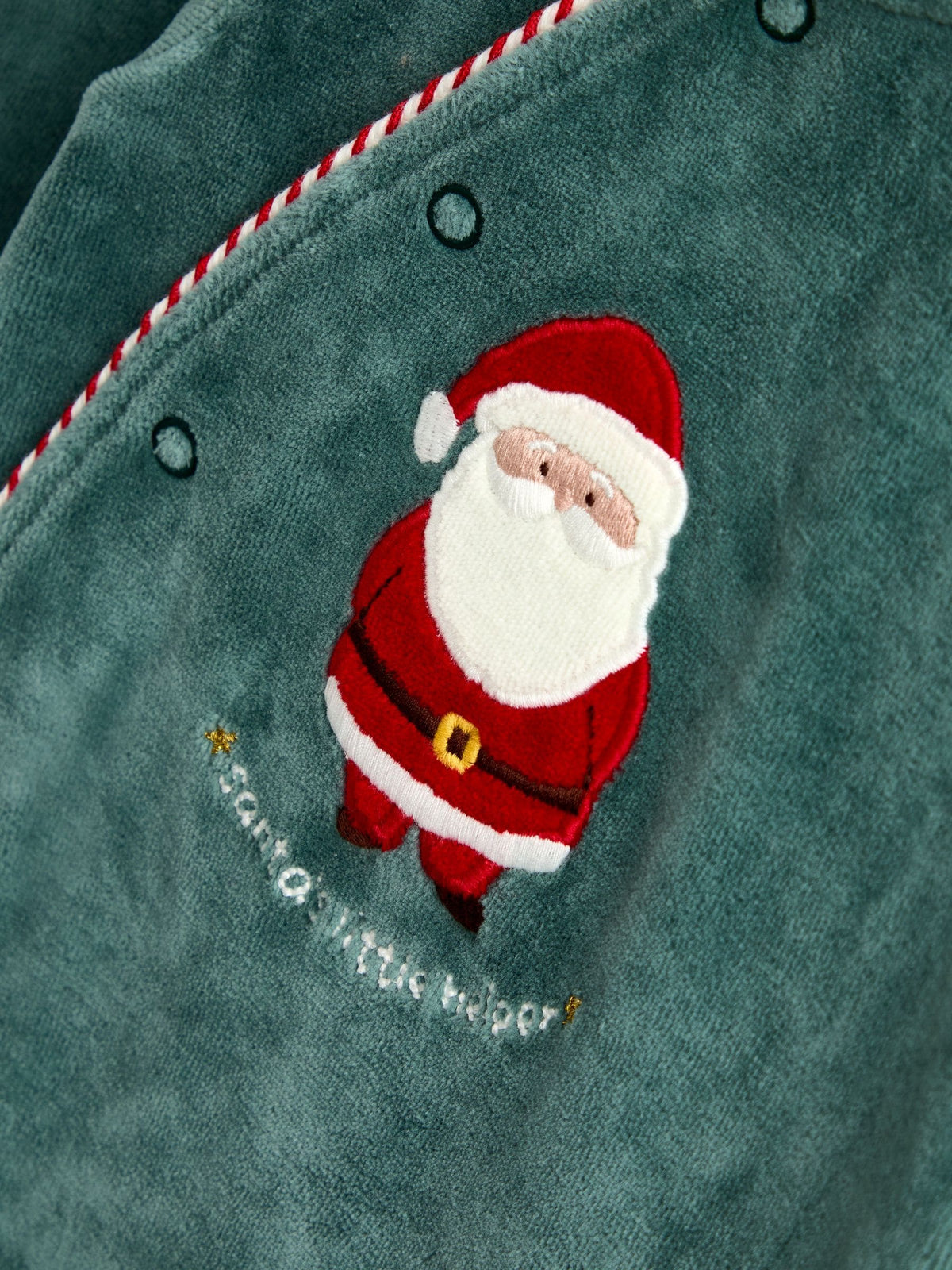 JoJo Maman Bébé Green Santa Embroidered All-In-One - image 3