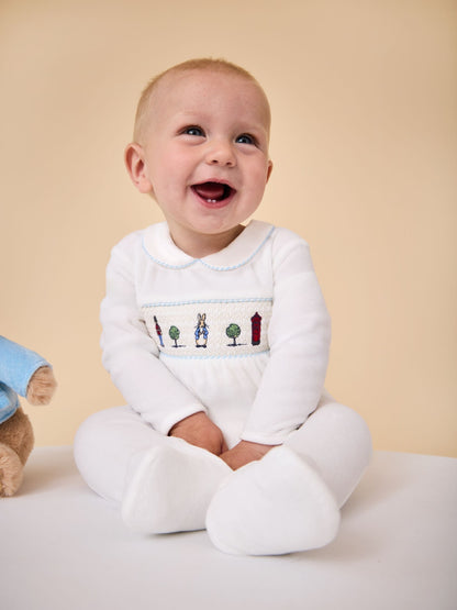 JoJo Maman Bébé Cream Peter Rabbit Smocked Velour All-In-One - image 1