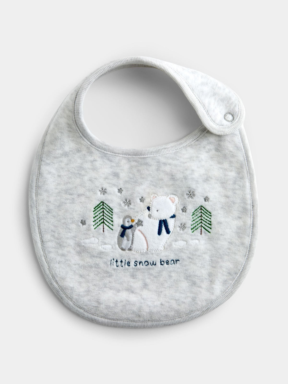 JoJo Maman Bébé Grey Little Snow Bear 2-Pack Bibs - image 3