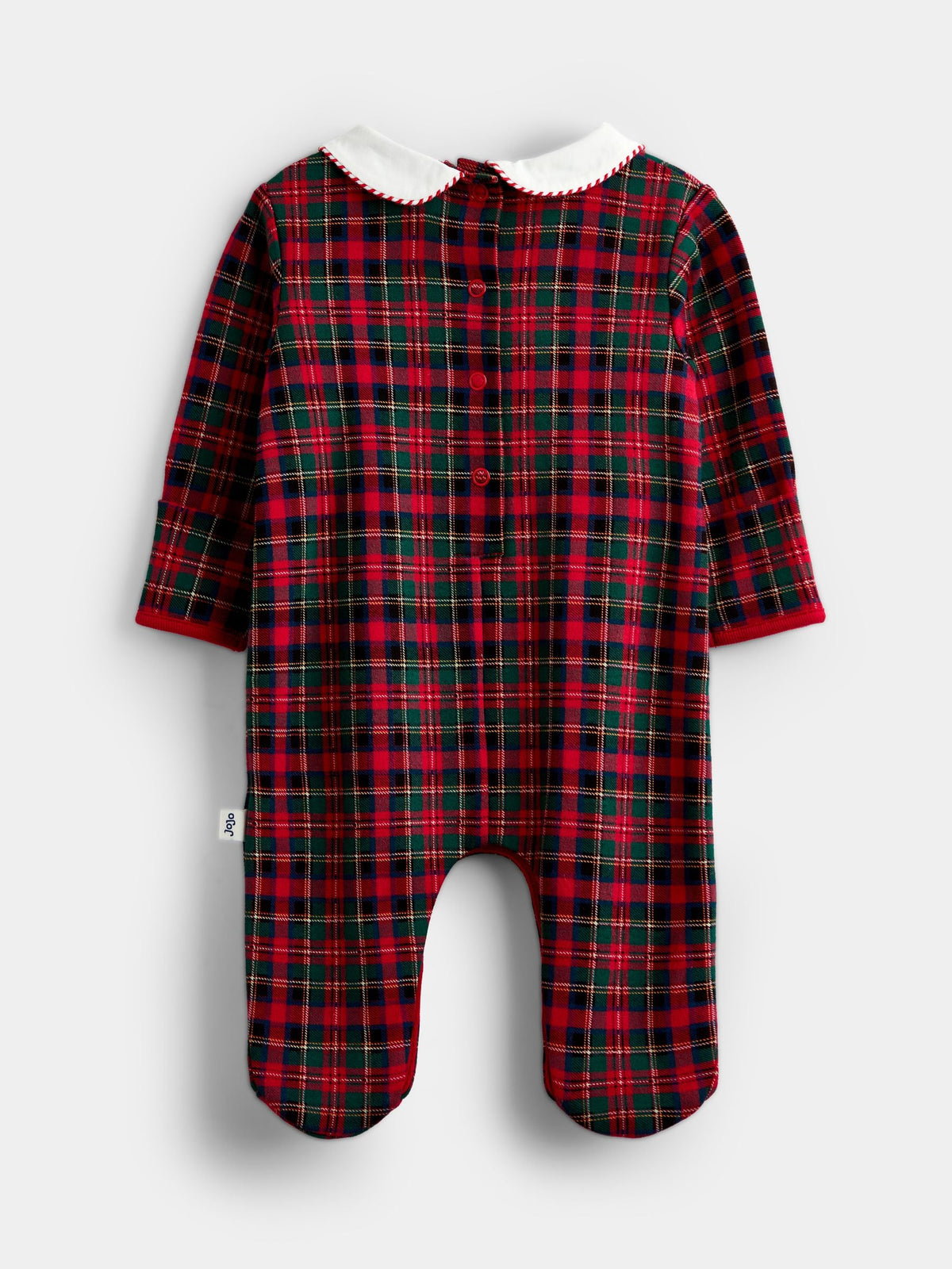 JoJo Maman Bébé Red Tartan First Christmas Smocked Footed Sleepsuit - image 2