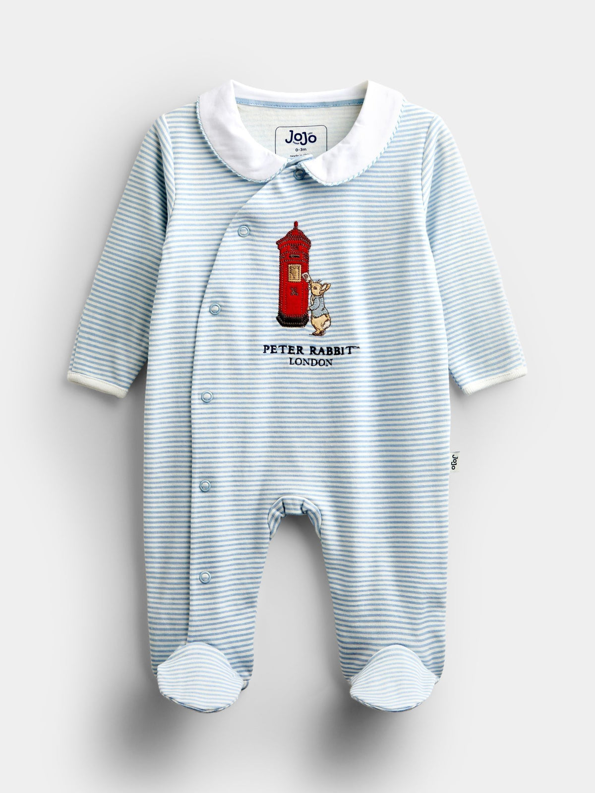 JoJo Maman Bébé Blue Peter Rabbit London Striped Footed Sleepsuit - image 1