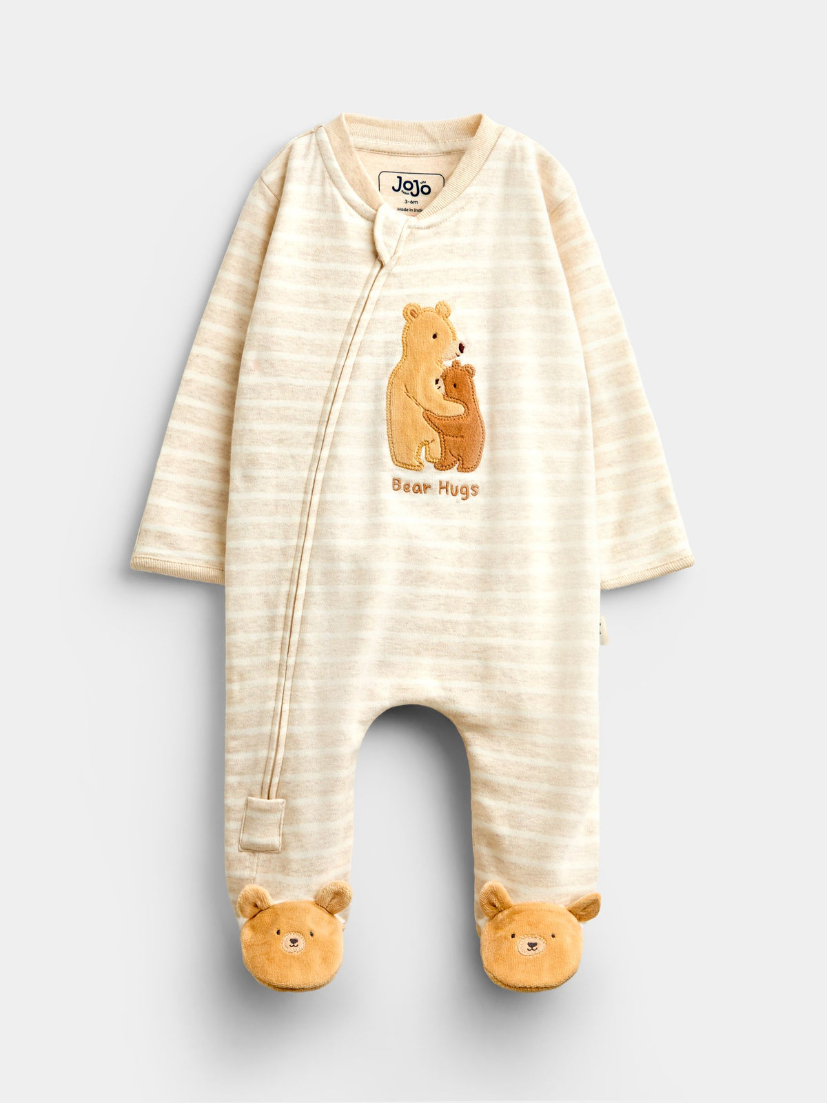 JoJo Maman Bébé Natural Bear Family Appliqué Zip Sleepsuit - image 1