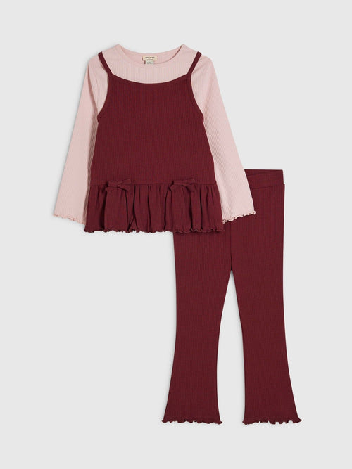 Dsiney Kidz - River Island Red 2in1 Bow Rib Top & Kickflare Set image 1