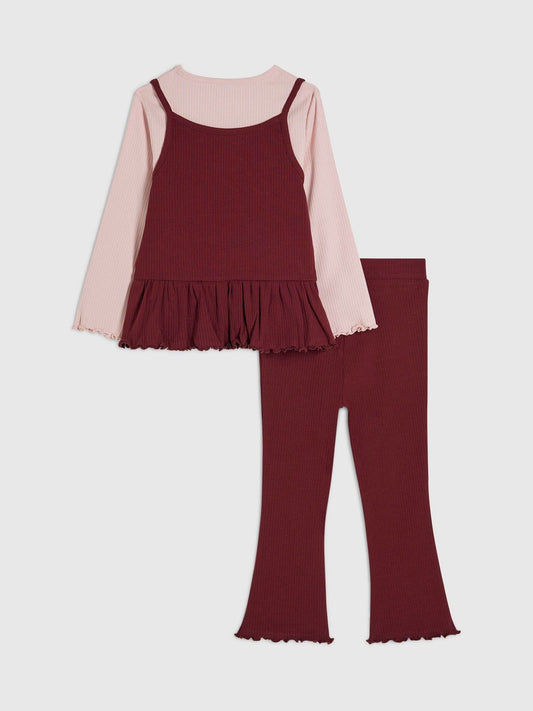 Dsiney Kidz - River Island Red 2in1 Bow Rib Top & Kickflare Set image 2