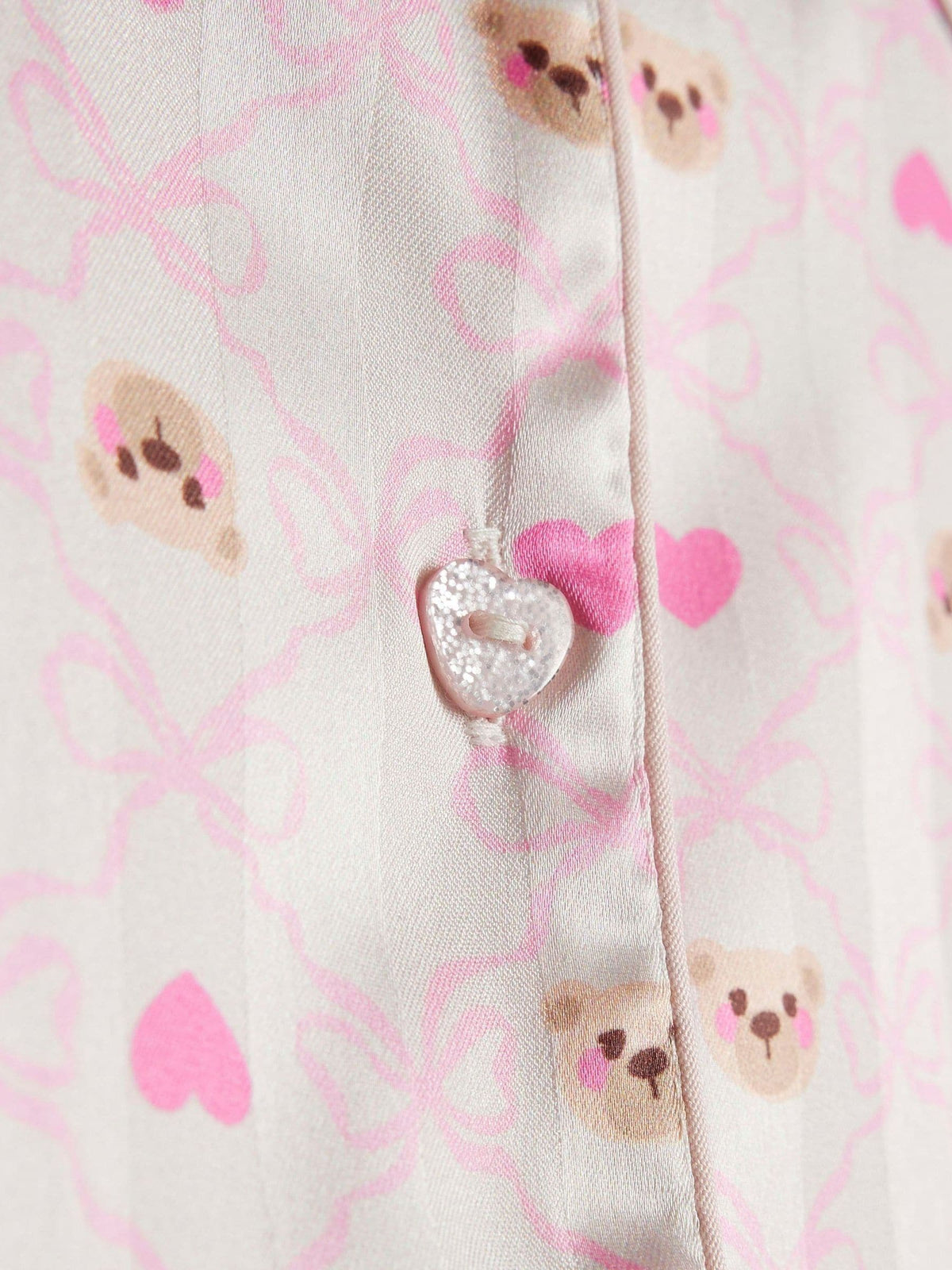 Dsiney Kidz - River Island Cream Bow Bear Fur Cuff Satin Pyjamas image 4