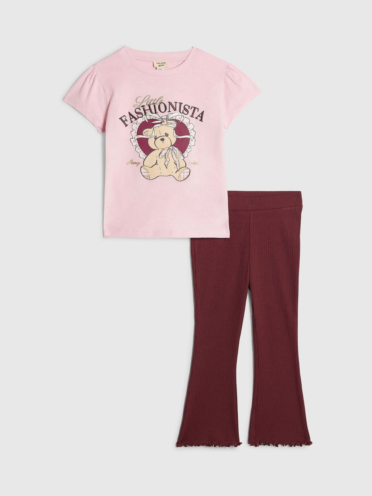 Dsiney Kidz - River Island Pink Fashionista T-Shirt & Leggings Set image 1