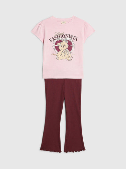 Dsiney Kidz - River Island Pink Fashionista T-Shirt & Leggings Set image 4