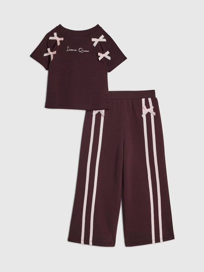 Dsiney Kidz - River Island Red Bow Top & Wide Leg Joggers Set image 1