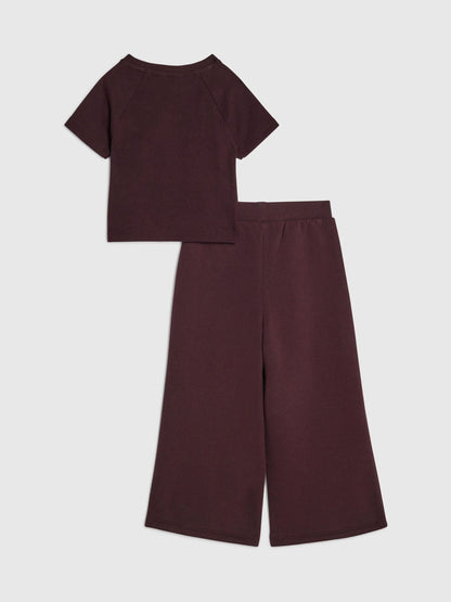 Dsiney Kidz - River Island Red Bow Top & Wide Leg Joggers Set image 2