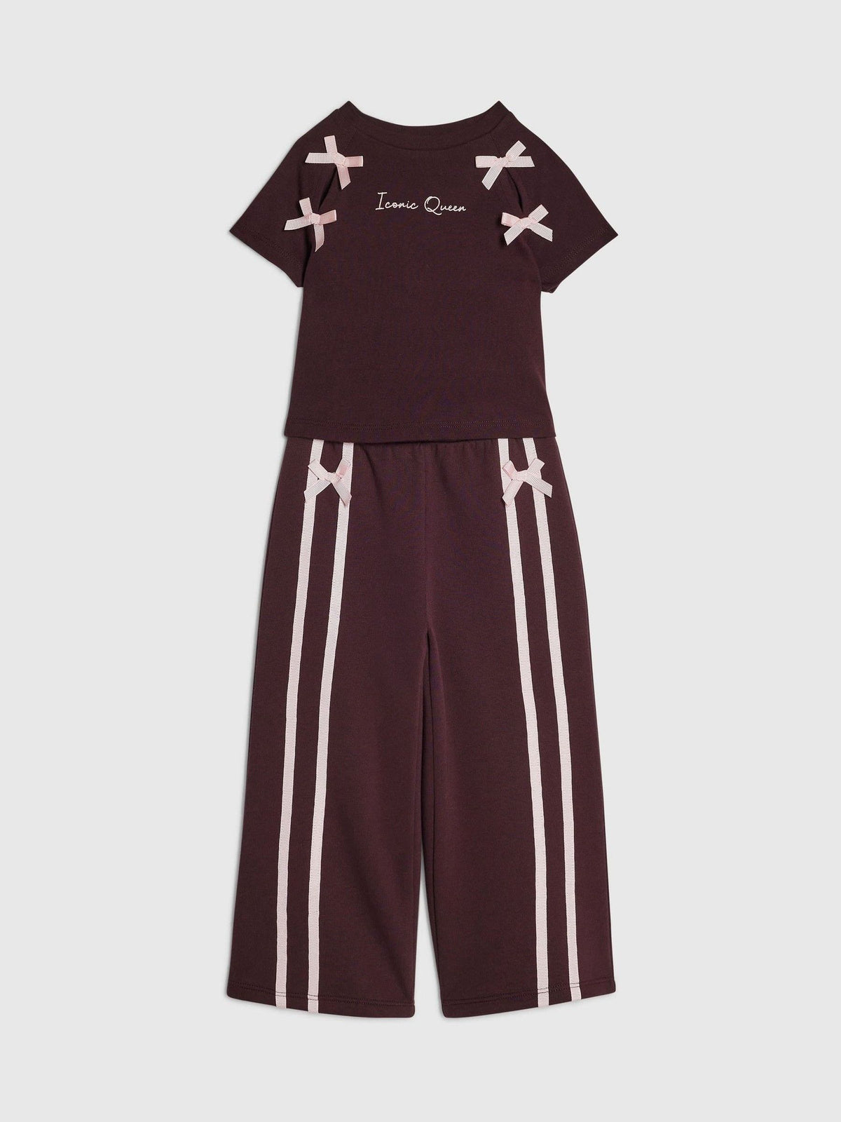 Dsiney Kidz - River Island Red Bow Top & Wide Leg Joggers Set image 3