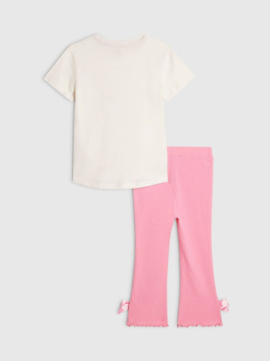 Dsiney Kidz - River Island Cream Leopard Bow Top & Jogger Set image 2