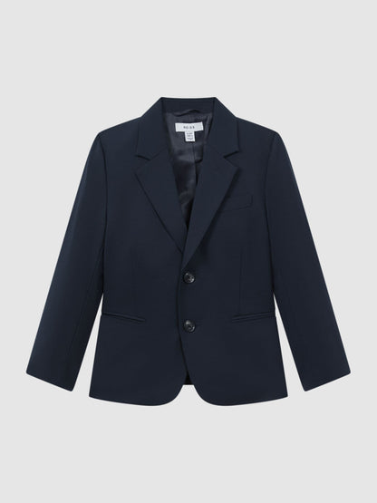 Reiss Navy Hope 3-9 yrs Wool Blend Single Breasted Blazer image 2