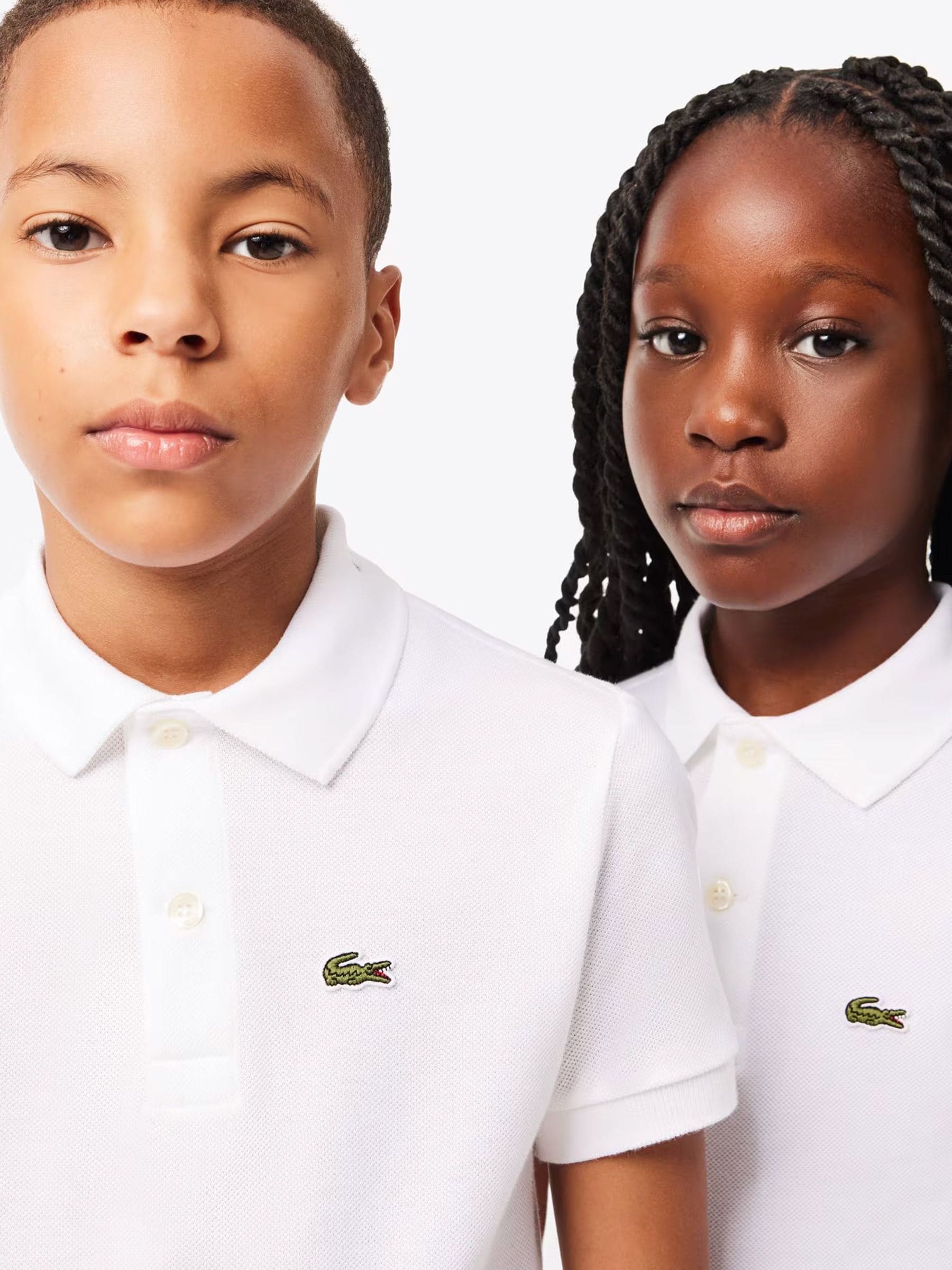 Dsiney Kidz - Lacoste White Petit Pique Short Sleeve Polo Shirt image 1