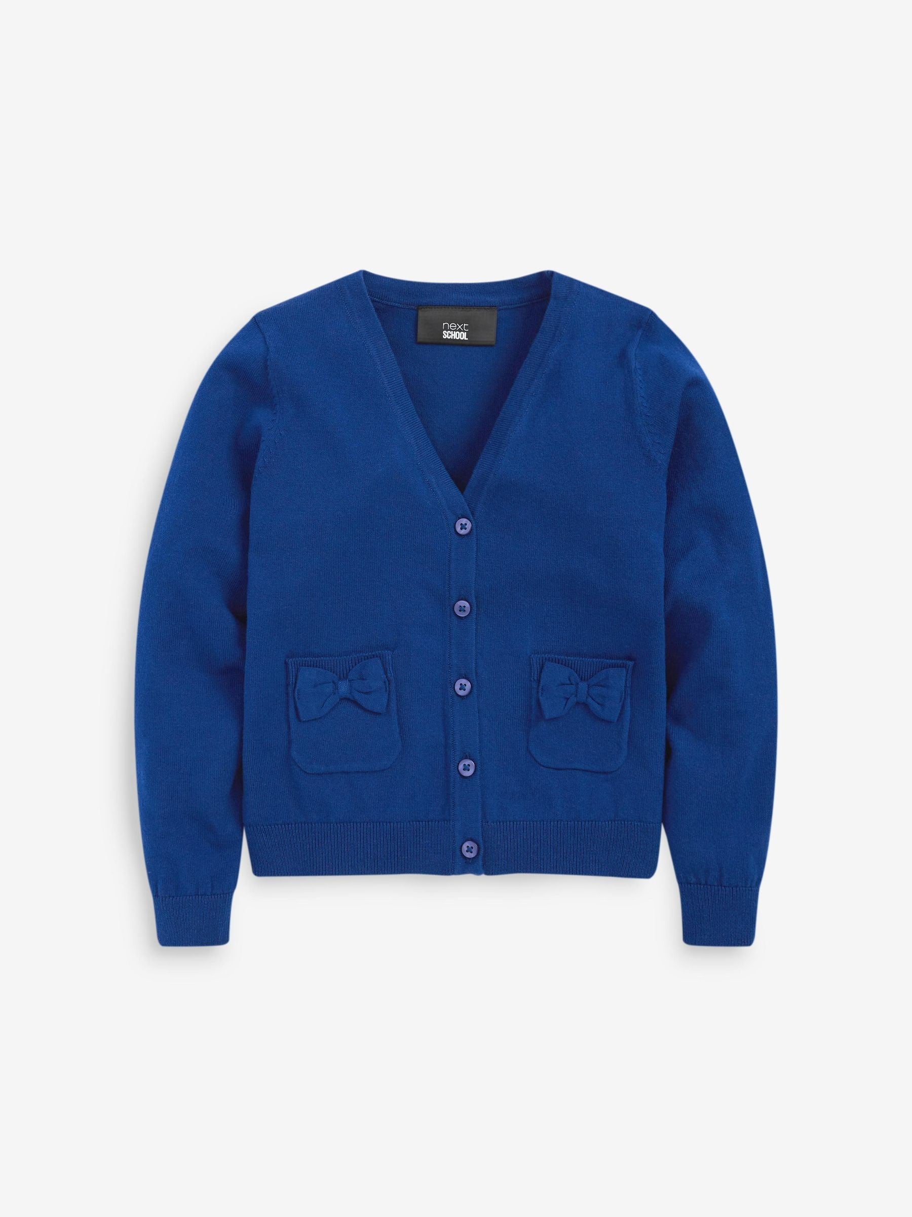 Dsiney Kidz - Blue Cotton Rich Bow Pocket School Cardigan (3-16yrs) image 6