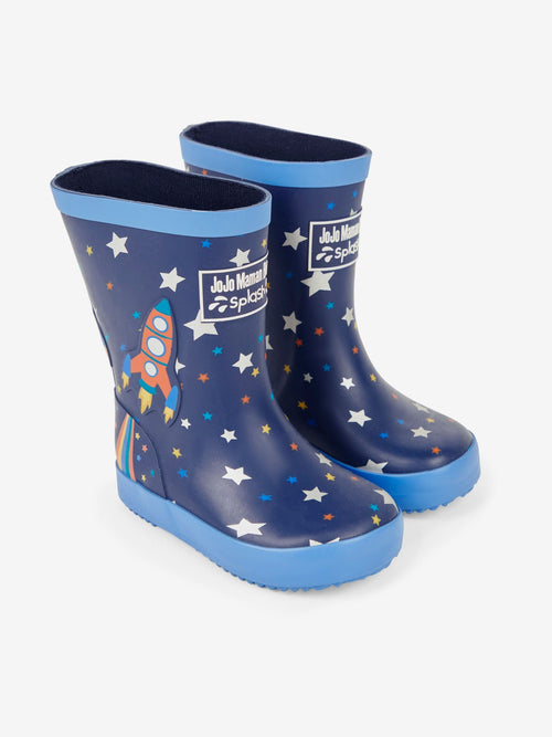JoJo Maman Bébé Navy Blue Rocket Plain Wellies image 1