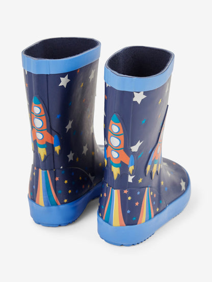 JoJo Maman Bébé Navy Blue Rocket Plain Wellies image 2