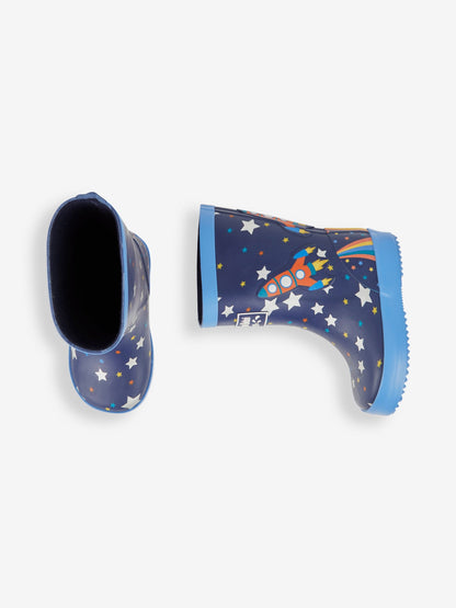 JoJo Maman Bébé Navy Blue Rocket Plain Wellies image 3