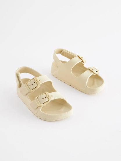 Buttermilk White Double Buckle Ankle Strap EVA Sandals