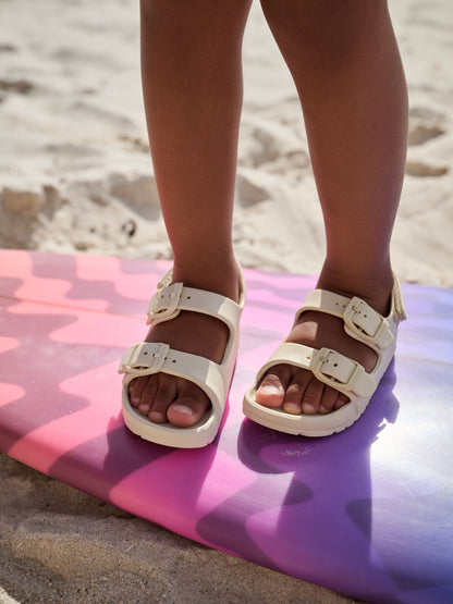 Buttermilk White Double Buckle Ankle Strap EVA Sandals