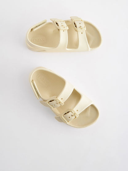Buttermilk White Double Buckle Ankle Strap EVA Sandals