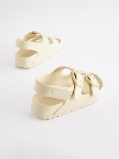 Buttermilk White Double Buckle Ankle Strap EVA Sandals