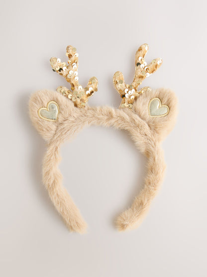 Gold Sequin Reindeer Antlers Hair Accessories - image 1