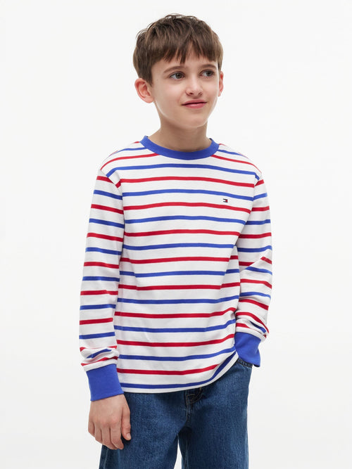 Tommy Hilfiger Red Essential Stripe Relaxed Long Sleeve T-Shirt image 1