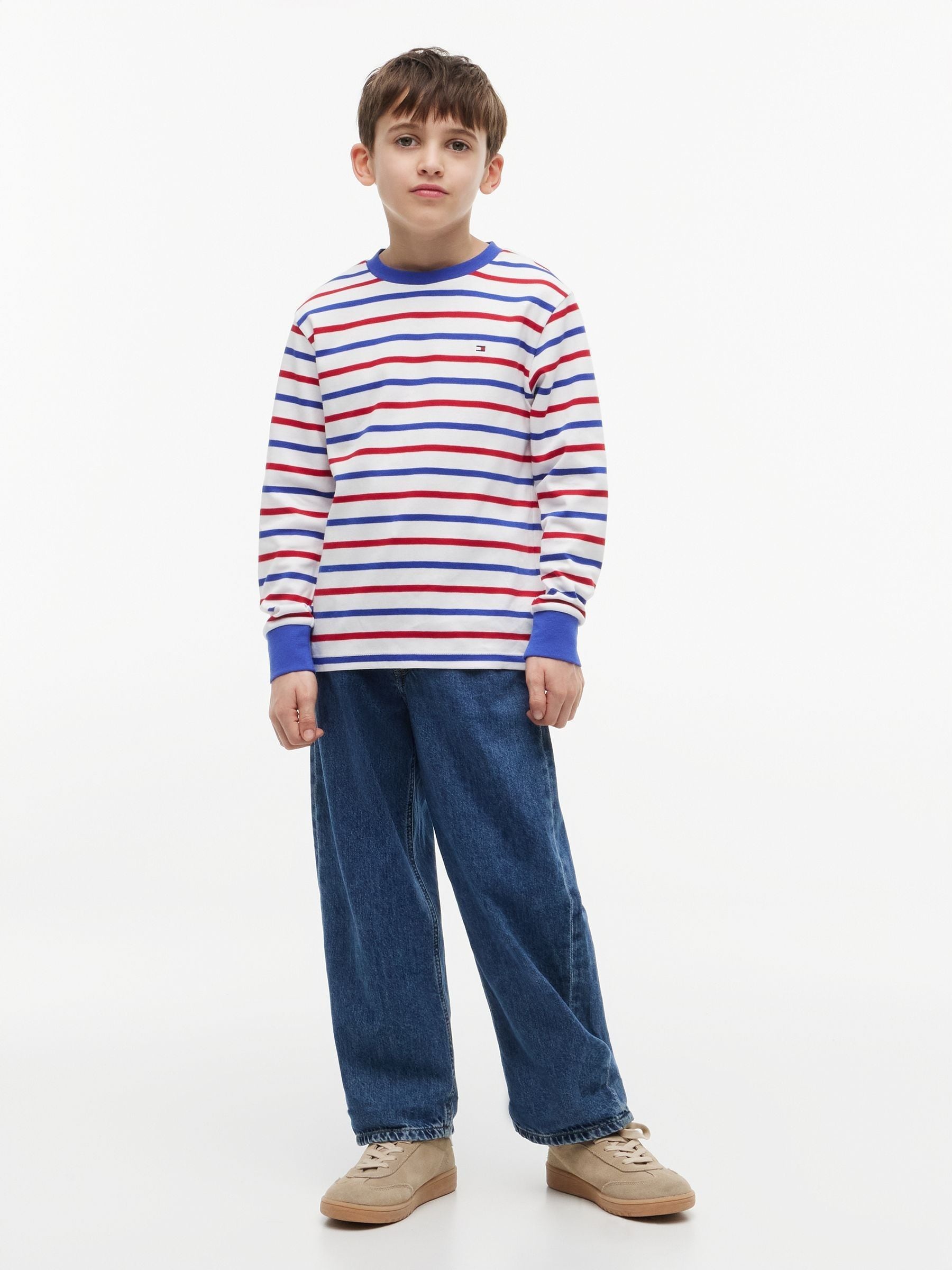 Tommy Hilfiger Red Essential Stripe Relaxed Long Sleeve T-Shirt image 3