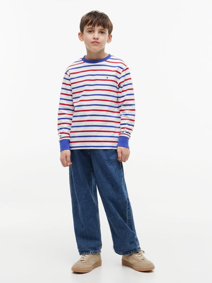 Tommy Hilfiger Red Essential Stripe Relaxed Long Sleeve T-Shirt image 3