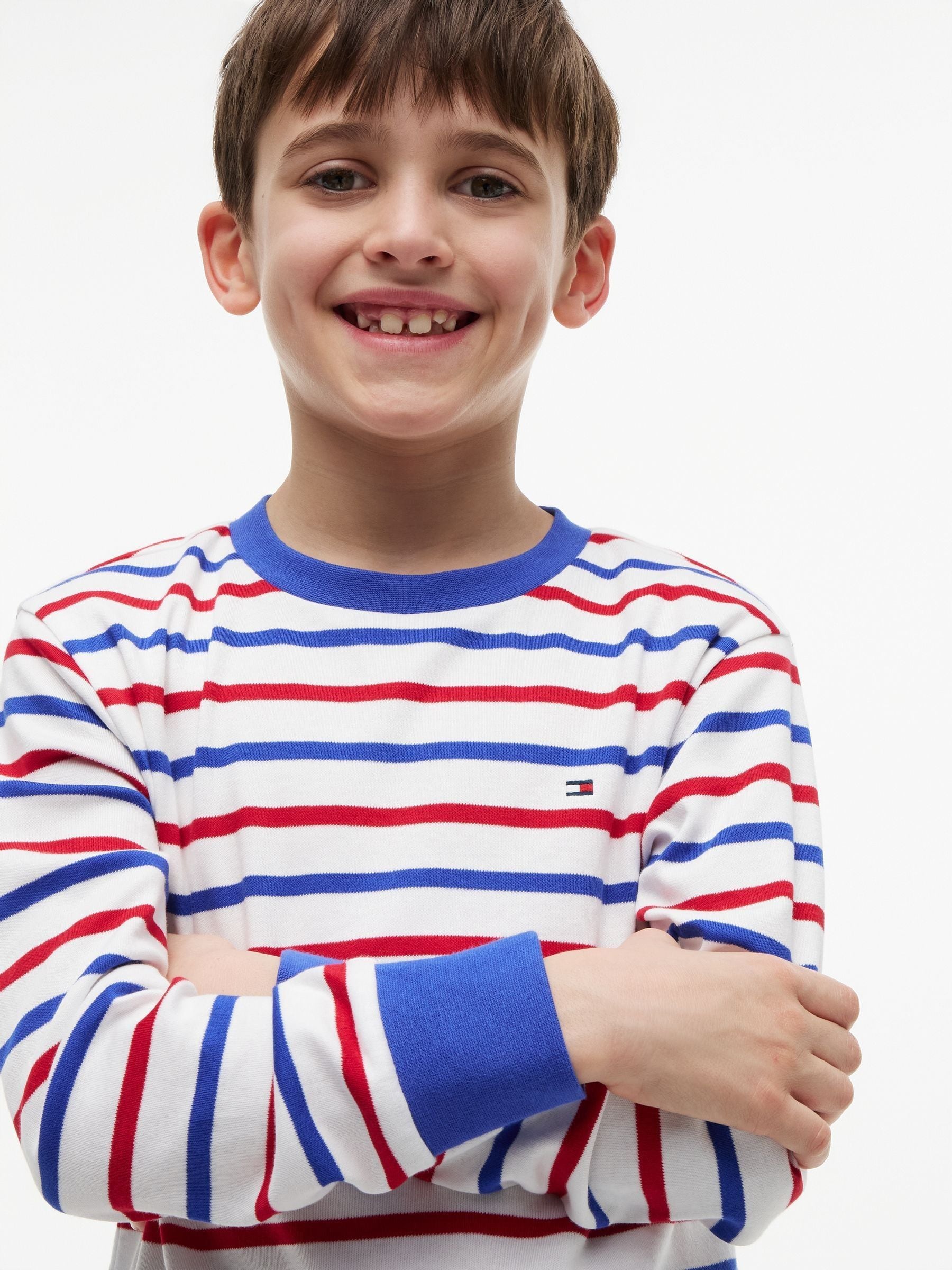 Tommy Hilfiger Red Essential Stripe Relaxed Long Sleeve T-Shirt image 4