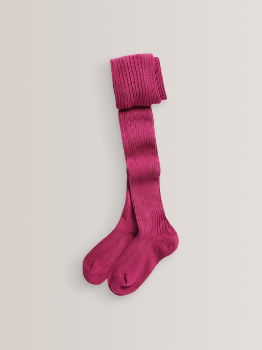 Magenta Pink Cotton Rich Rib Tights image 1