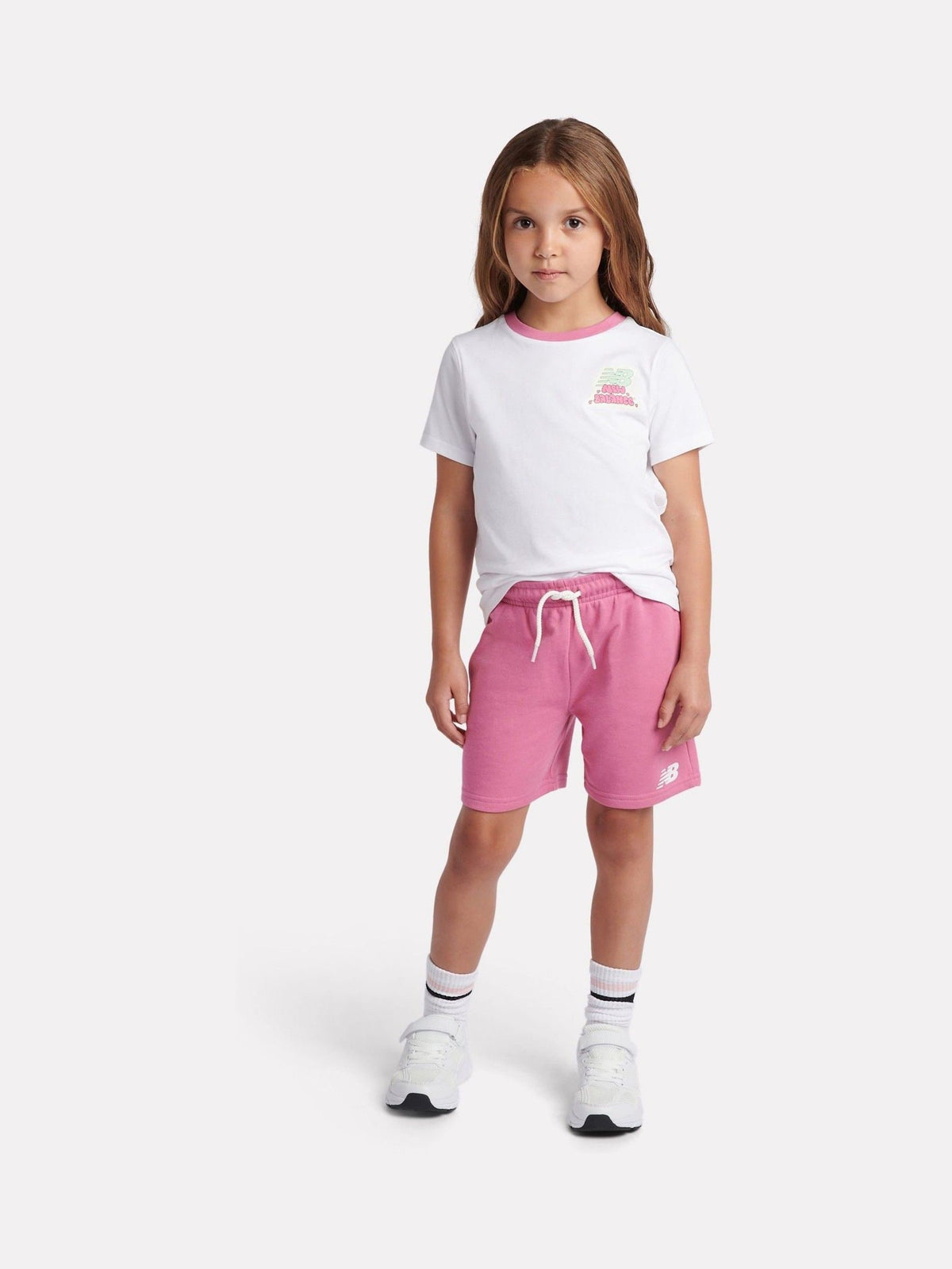 New Balance White Sticker Graphic T-Shirt & Shorts Set - image 1