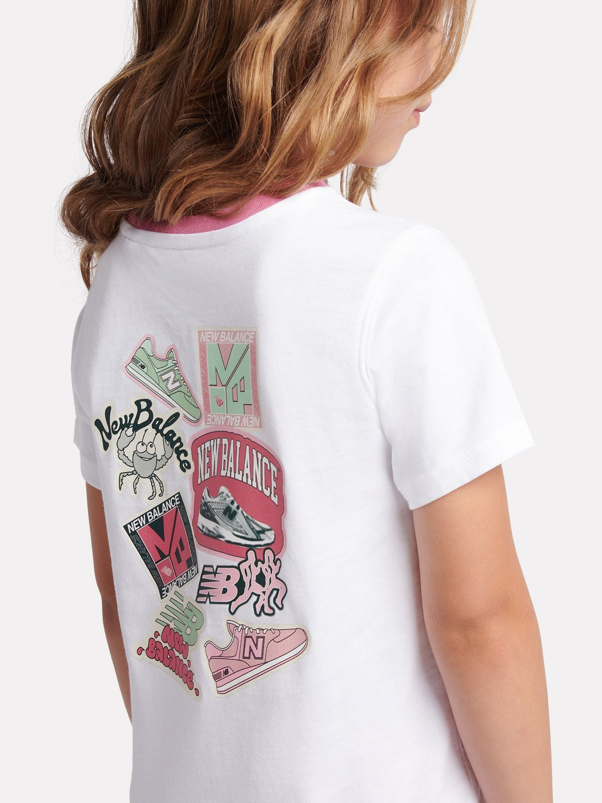 New Balance White Sticker Graphic T-Shirt & Shorts Set - image 4