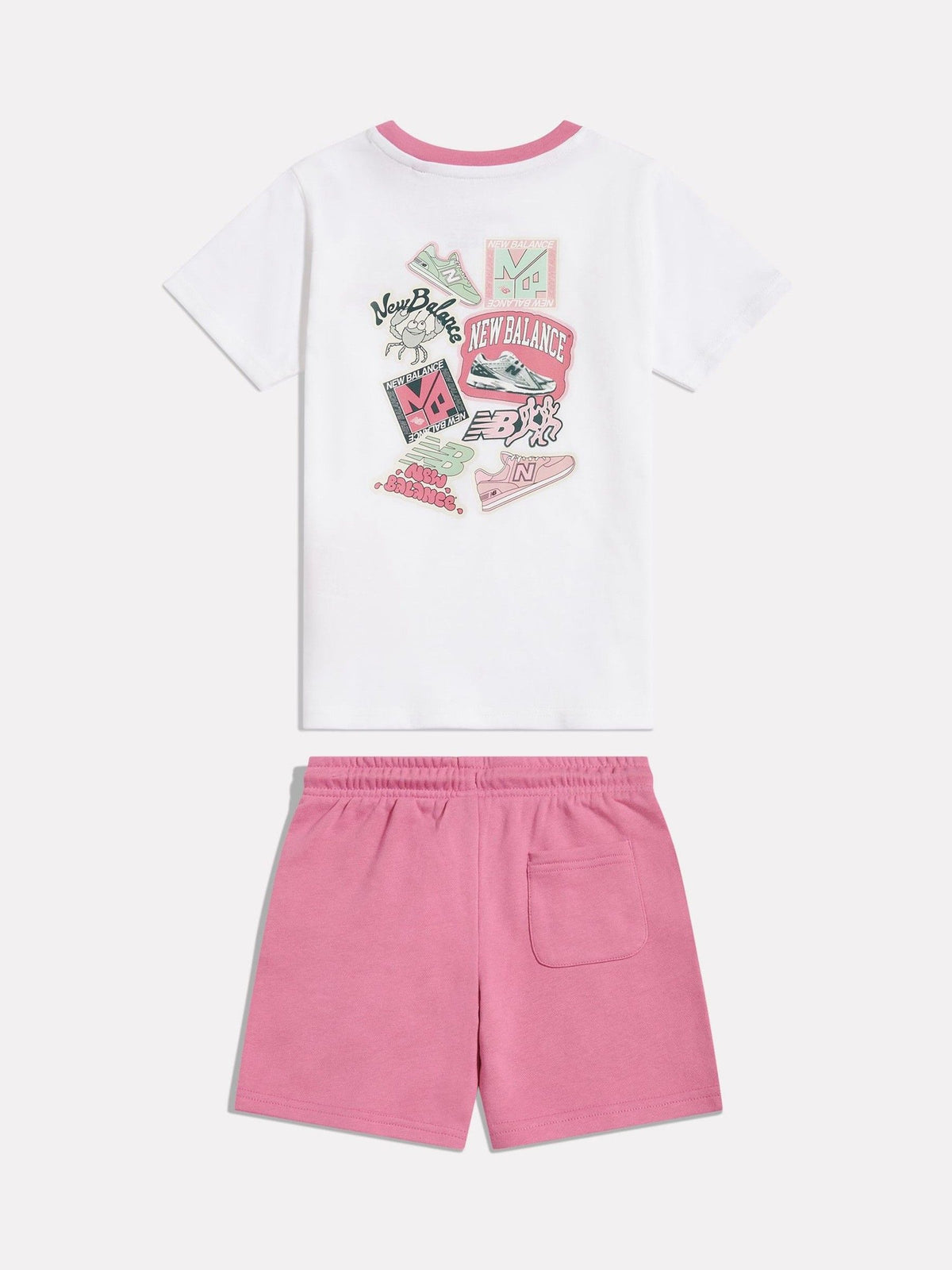 New Balance White Sticker Graphic T-Shirt & Shorts Set - image 8