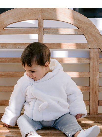 Dsiney Kidz - Emile Et Rose White Deep Pile Fleece Jacket With 3D Teddy & Hood image 1