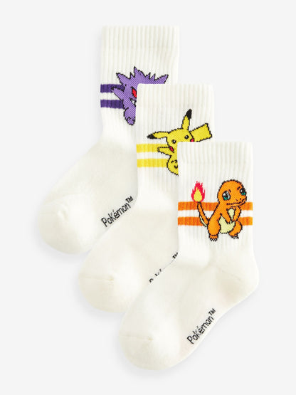 Dsiney Kidz - White Pokemon Socks 3 Pack image 1