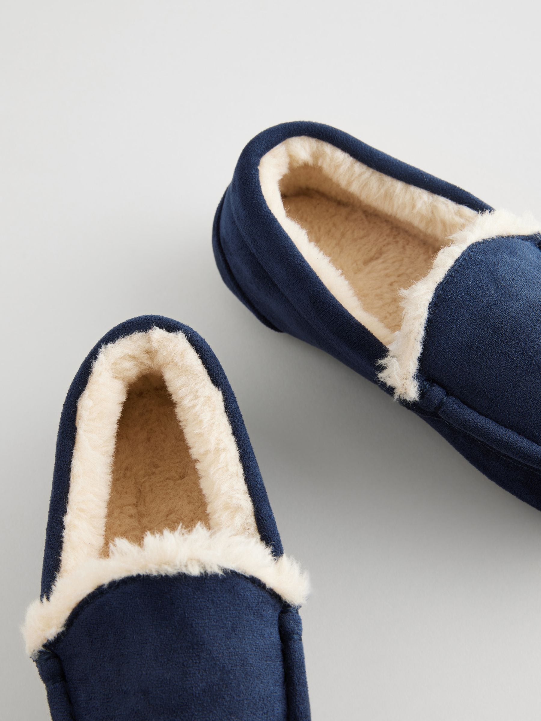 Navy Blue with Neutral Warm Lining Cosy Moccasin Slippers image 3