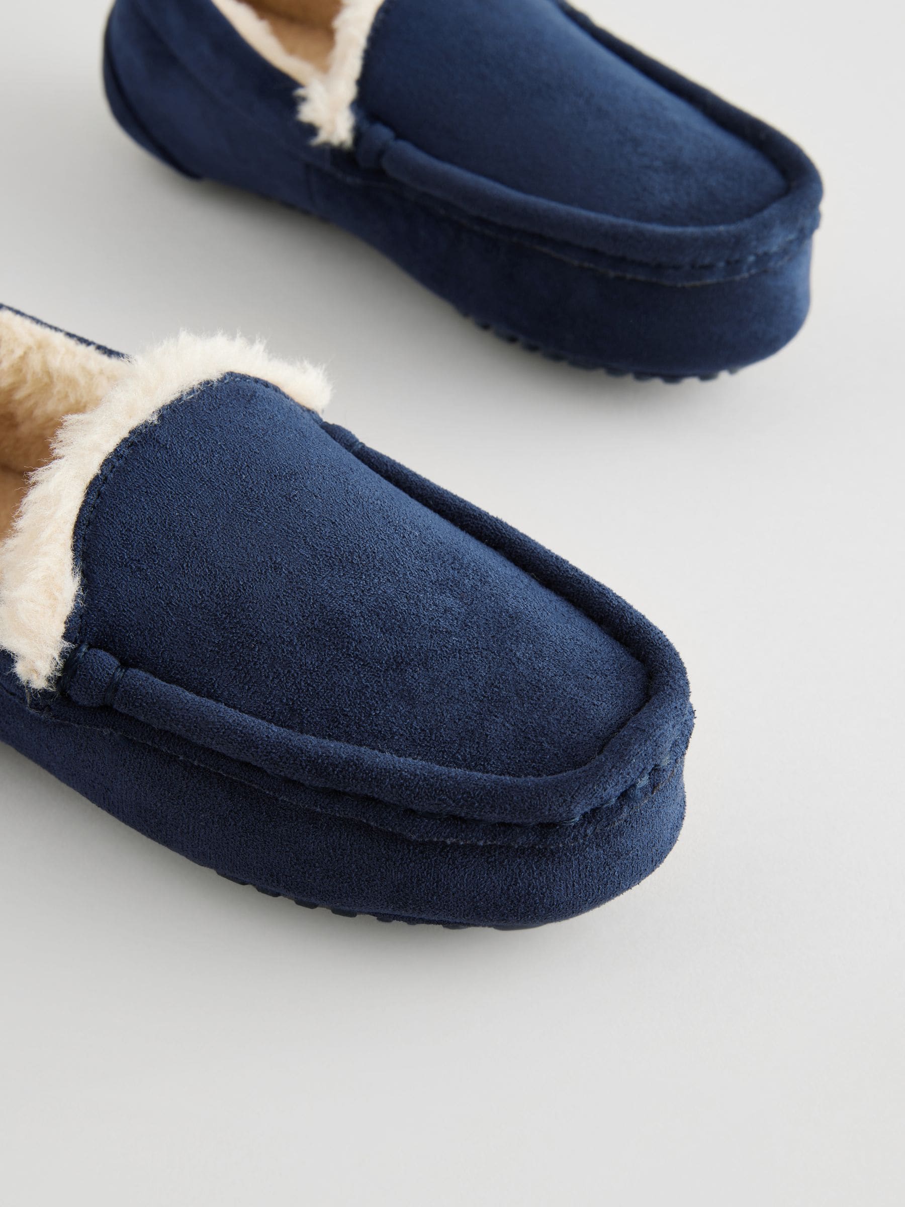 Navy Blue with Neutral Warm Lining Cosy Moccasin Slippers image 4