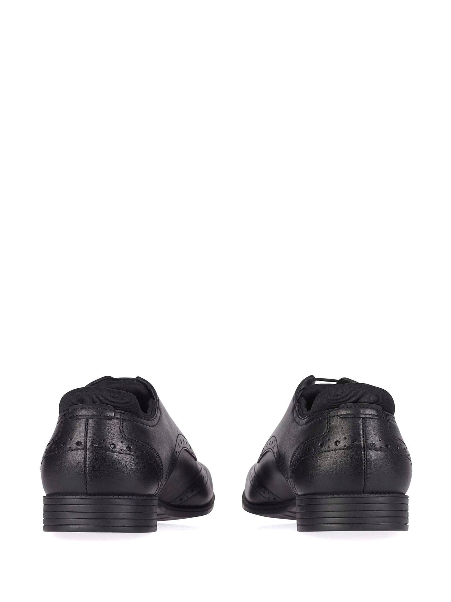 Black Tailor Lace Up Leather Brogue School Shoes image 2
