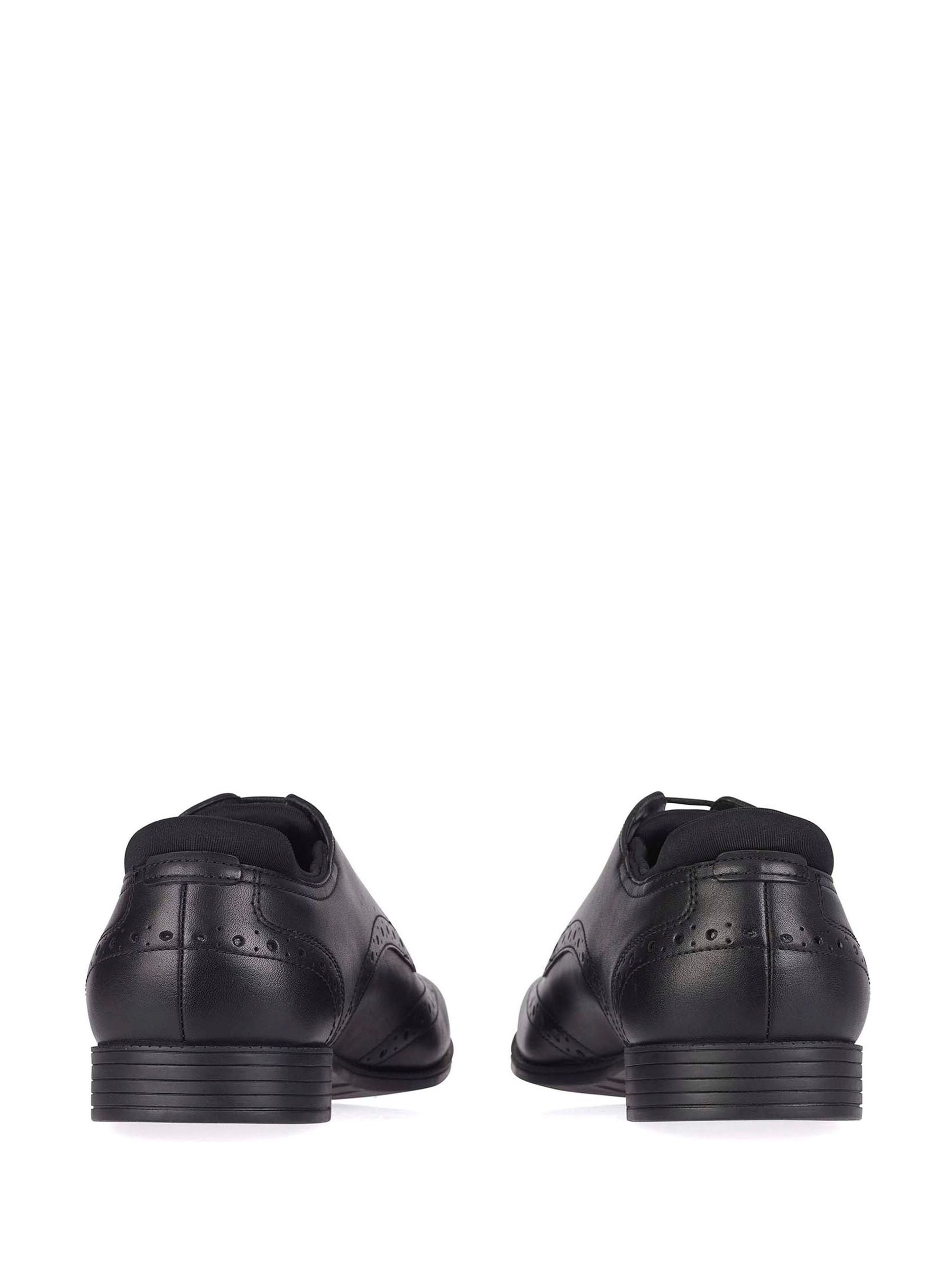 Black Tailor Lace Up Leather Brogue School Shoes image 2