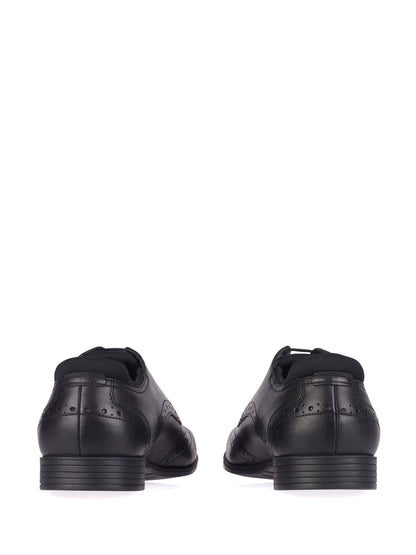 Black Tailor Lace Up Leather Brogue School Shoes image 2