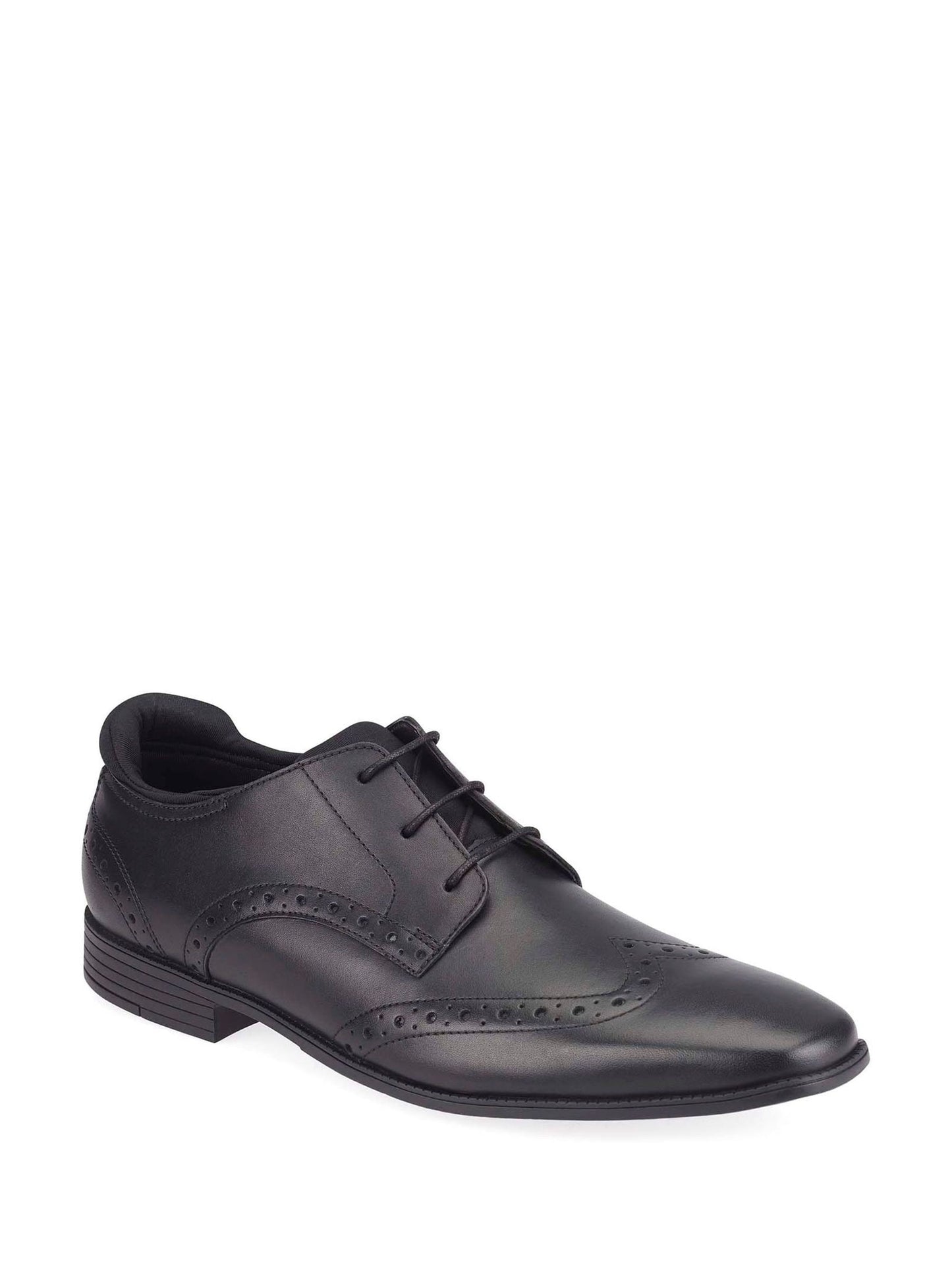 Black Tailor Lace Up Leather Brogue School Shoes image 4