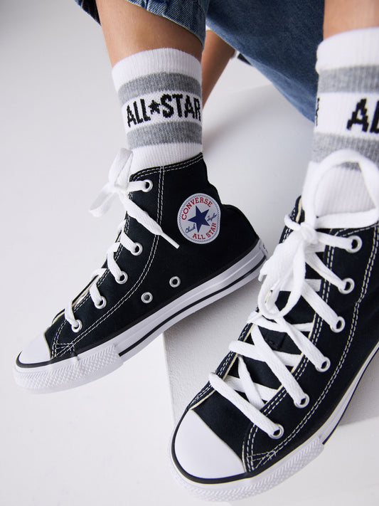 Converse Black/White Chuck Taylor High Top Junior Trainers image 1