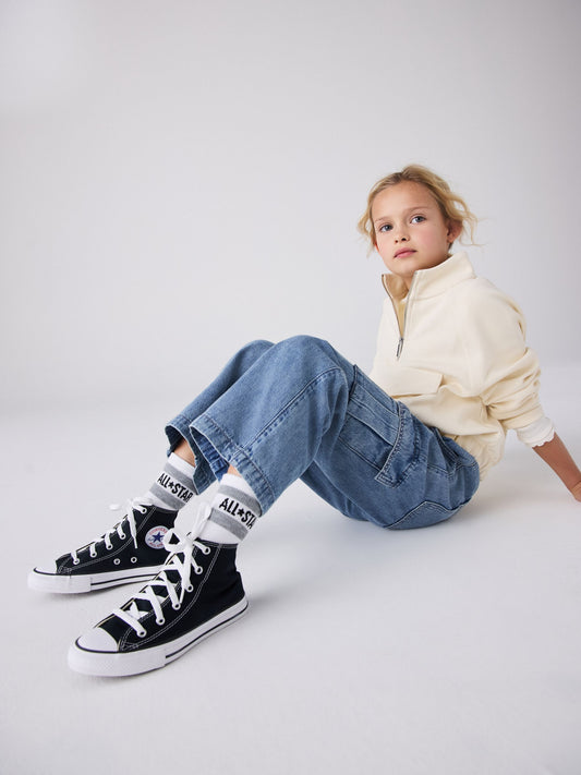 Converse Black/White Chuck Taylor High Top Junior Trainers image 2