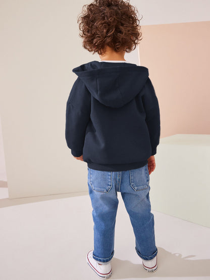 Navy Blue Zip Through Hoodie (3mths-7yrs)