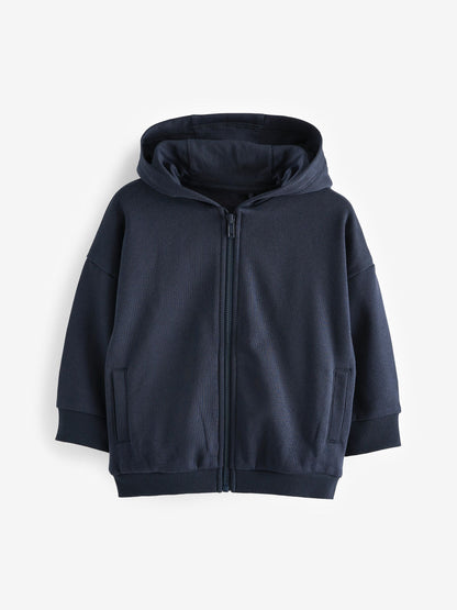 Navy Blue Zip Through Hoodie (3mths-7yrs)