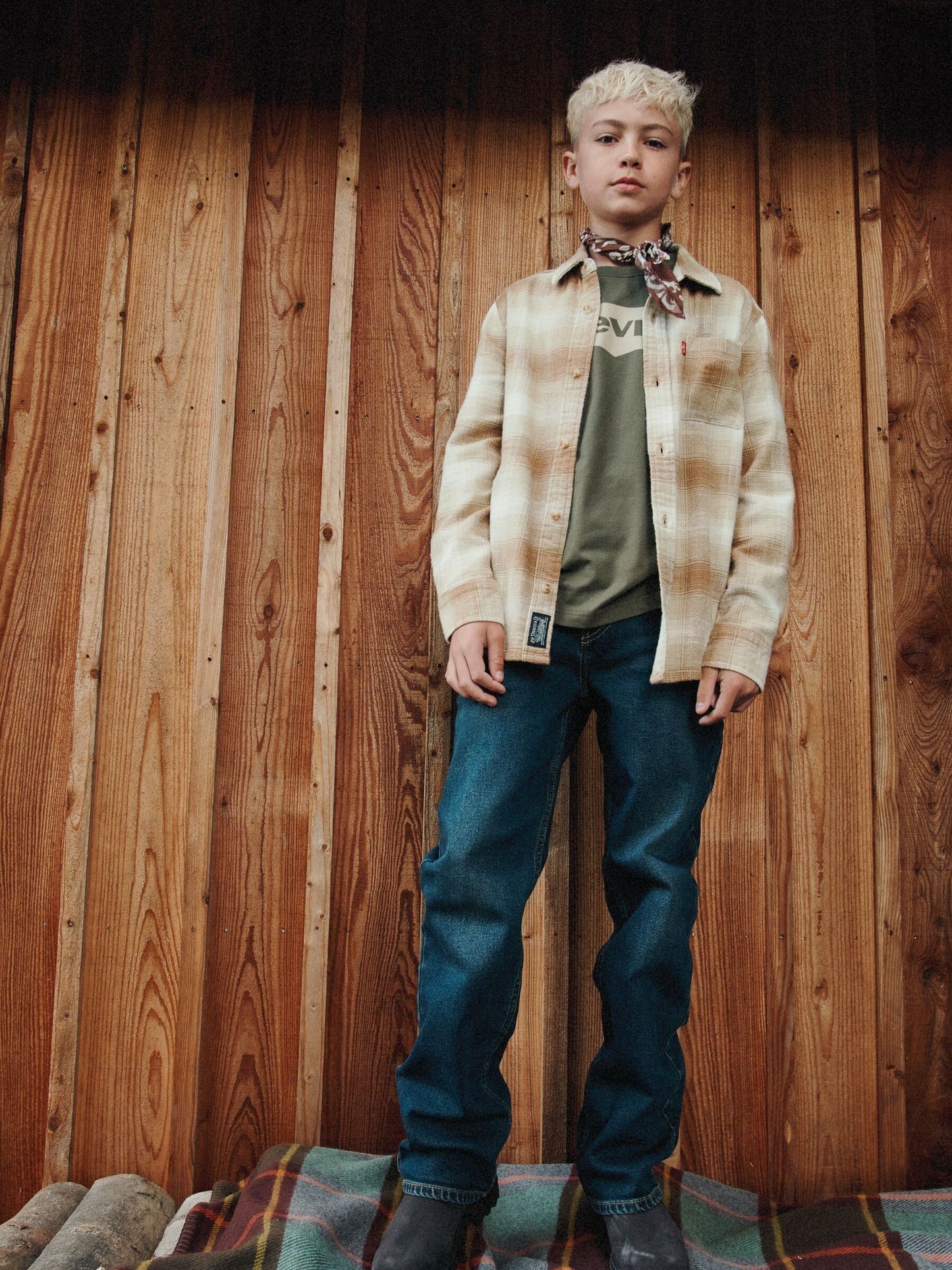 Dsiney Kidz - Levi's® Brown Shadow Plaid Flannel Shirt image 1